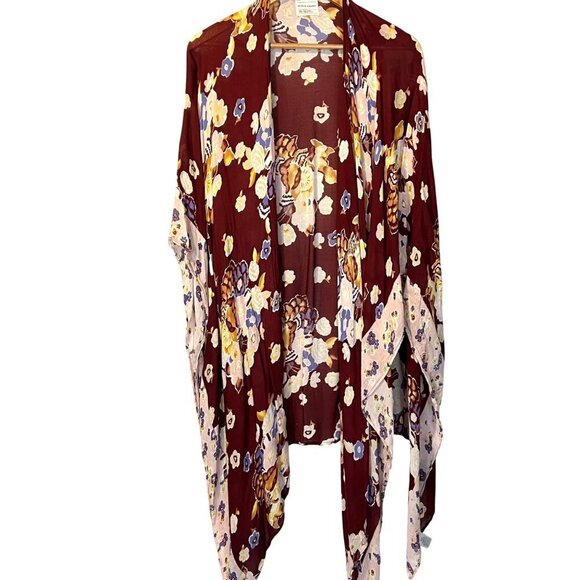 Melrose and Market Floral Kimono One Size Boho Bohemian Flowy Artsy Spring - Picture 1 of 5